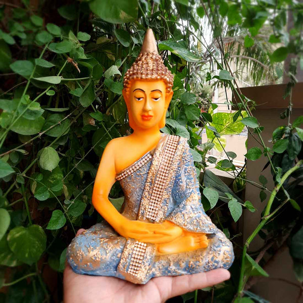 Sitting Buddha Statue - for Home Decor and Gifting - 11 Inch - ApkaMart