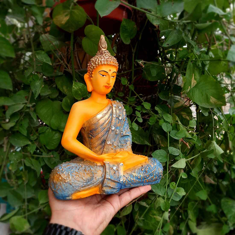 Sitting Buddha Statue - for Home & Spiritual Decor - 10 Inch - ApkaMart