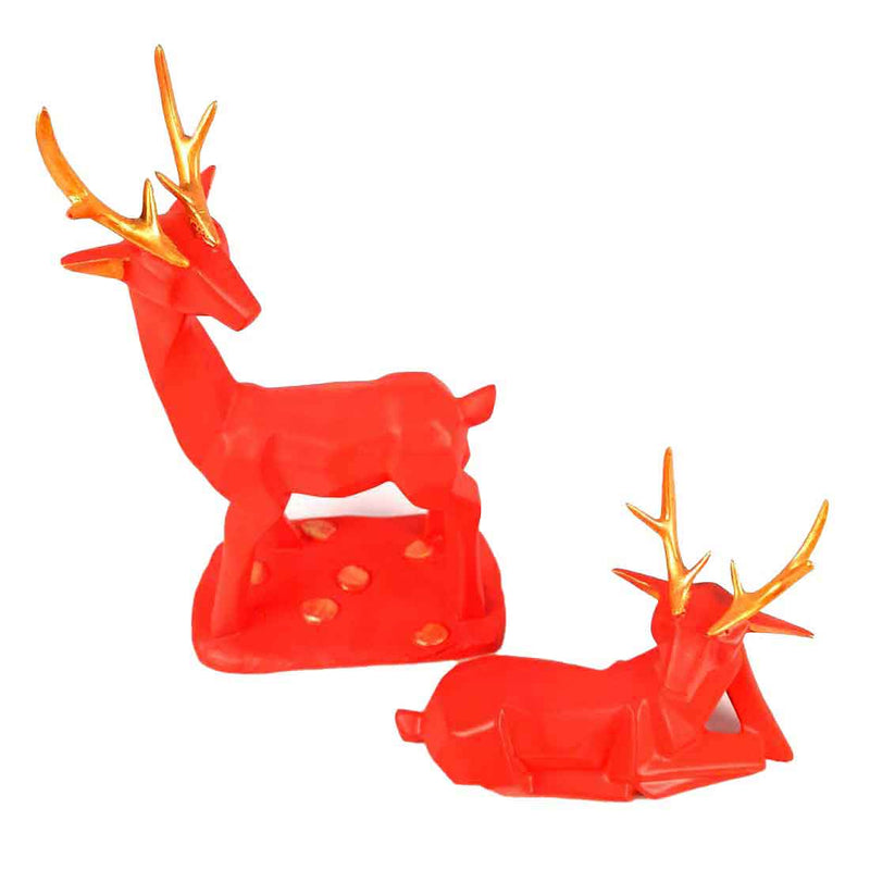 Deer Showpiece| Animal Figurine - For Table Decor & Gifts - 12 Inch - Set of 2 - ApkaMart