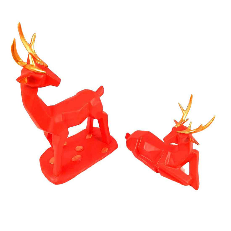 Deer Showpiece| Animal Figurine - For Table Decor & Gifts - 12 Inch - Set of 2 - ApkaMart
