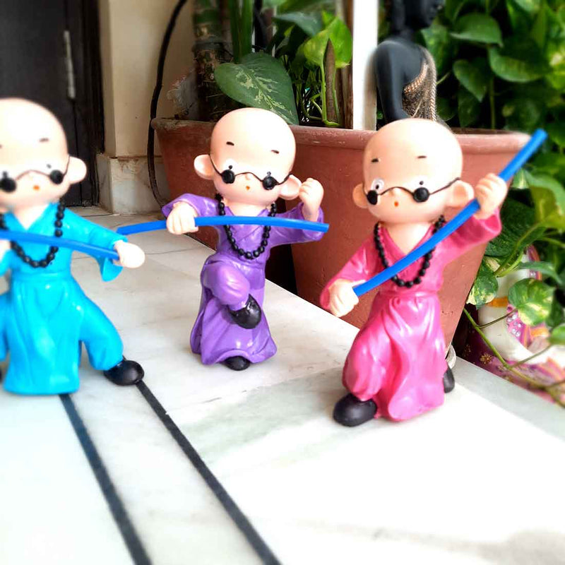 Baby Monk Showpiece - for Table Decoration & Gifts  - 8 Inch - Set of 4 - ApkaMart
