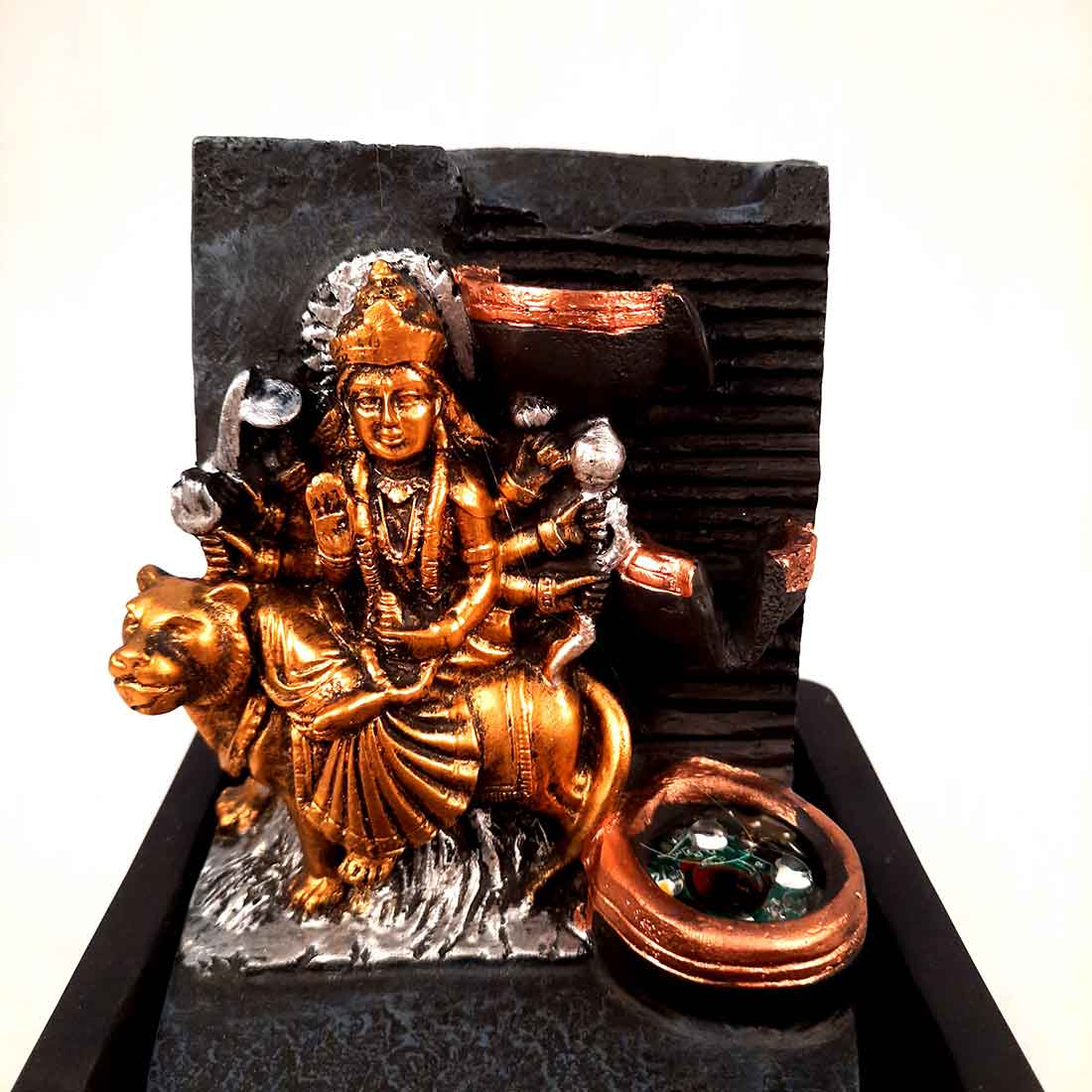 Durga Maa Water Fountain Showpiece - Indoor Fountain for Living Room - 8 Inch - ApkaMart