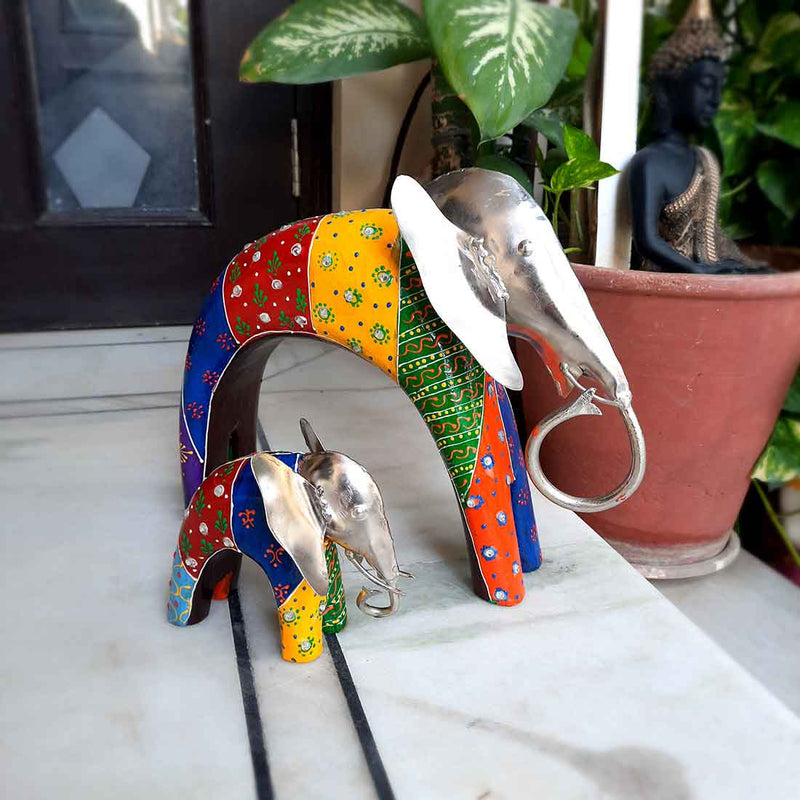 Elephant Decorative Showpiece - For Table Decor & Gifts - 10 Inch - Set of 2 - ApkaMart