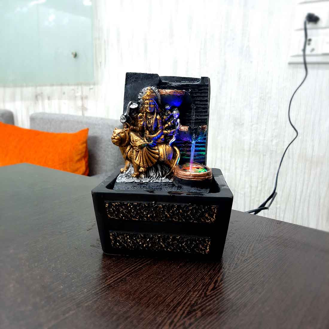 Durga Maa Water Fountain Showpiece - Indoor Fountain for Living Room - 8 Inch - ApkaMart