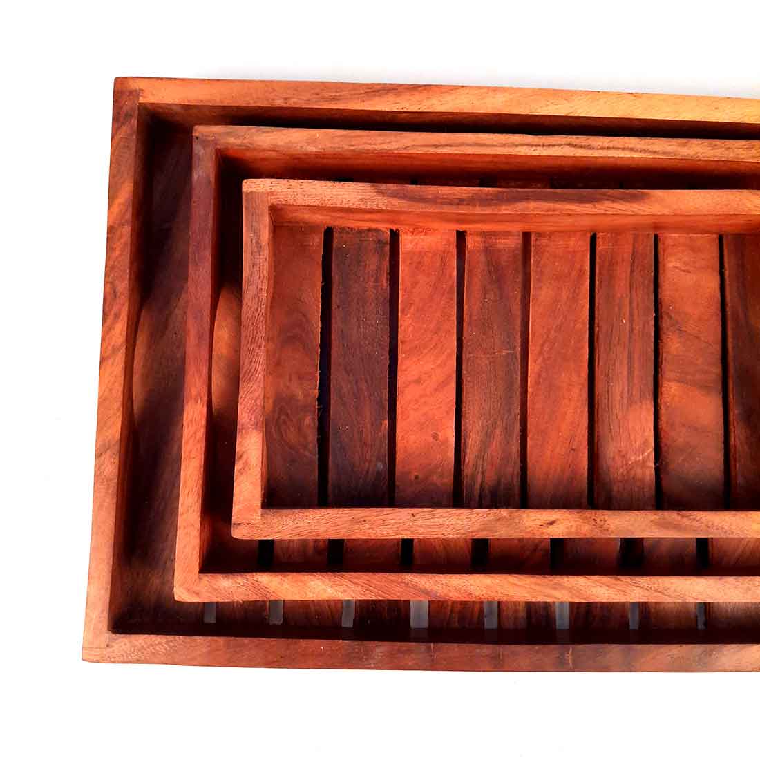 Wooden Tray Set - Decorative Trays for Wedding - 15 Inch-Set of 3 - ApkaMart
