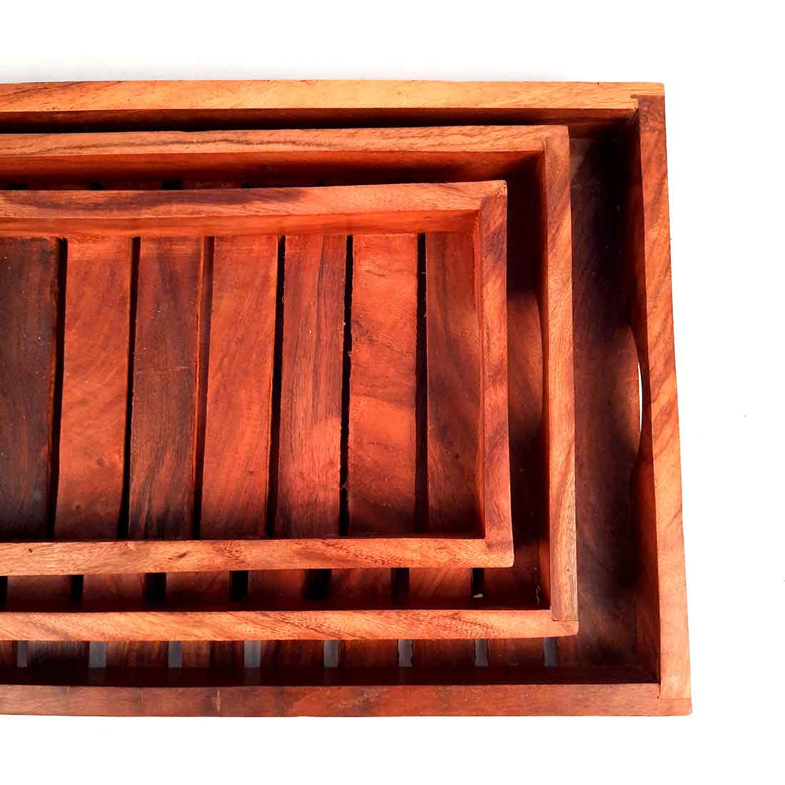 Wooden Tray Set - Decorative Trays for Wedding - 15 Inch-Set of 3 - ApkaMart