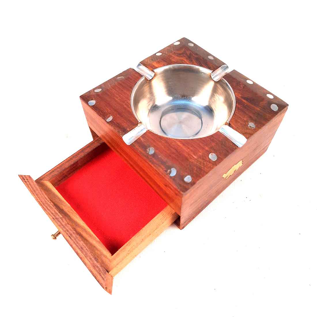 Wooden Decorative Ashtray with Small Storage - for Home, Car, Garden & Bar - 4 Inch - ApkaMart