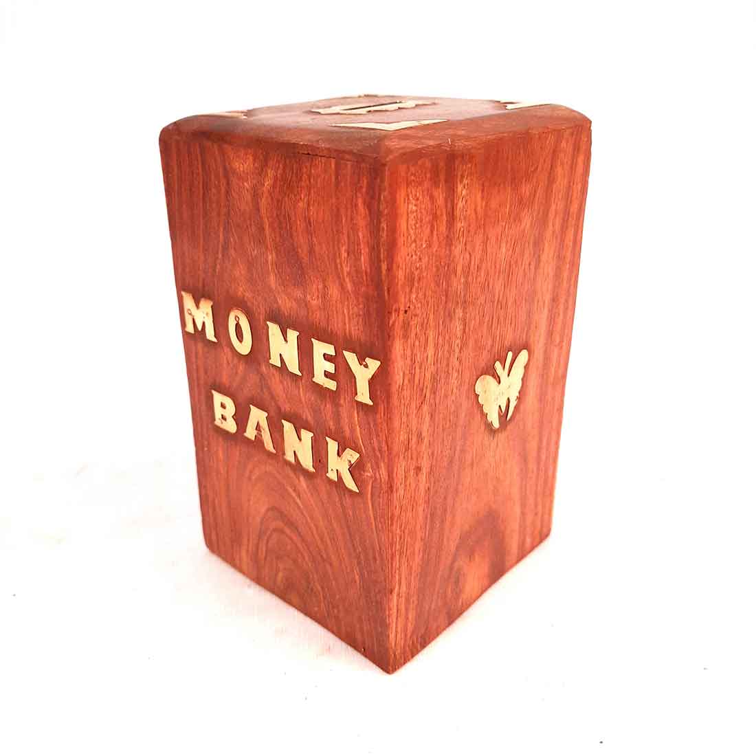 Wooden Money Bank - Coin Saving Box With Lock - For Gifts Kids, Girls, Boys - 6 Inch - ApkaMart