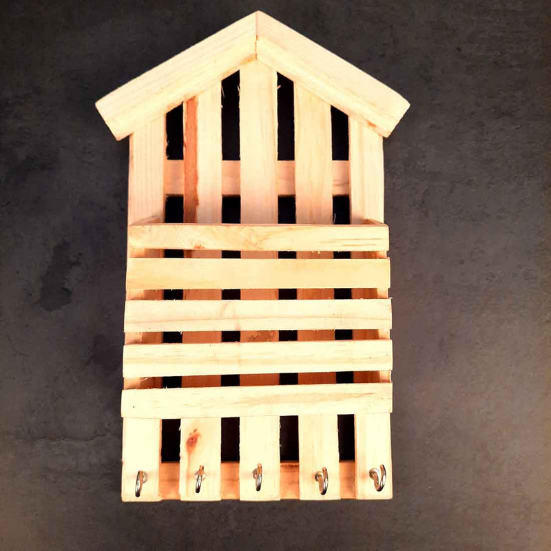 Unique Key Holder - Hut Design - for Wall & Entryway - 10 Inch - ApkaMart
