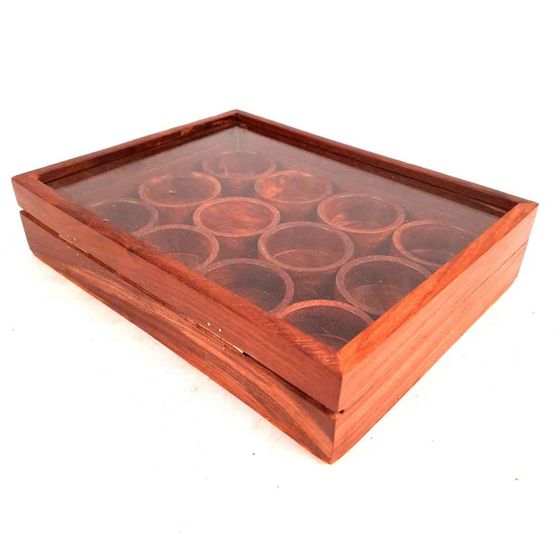 Spice Storage Box - Spice Container with Glass Lid - for Kitchen & Table Top - 10 Inch - ApkaMart