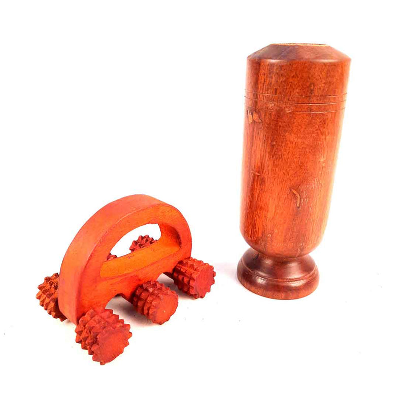 Diabetes Glass & Wooden Acupressure Massager - Combo Pack of 2 - ApkaMart