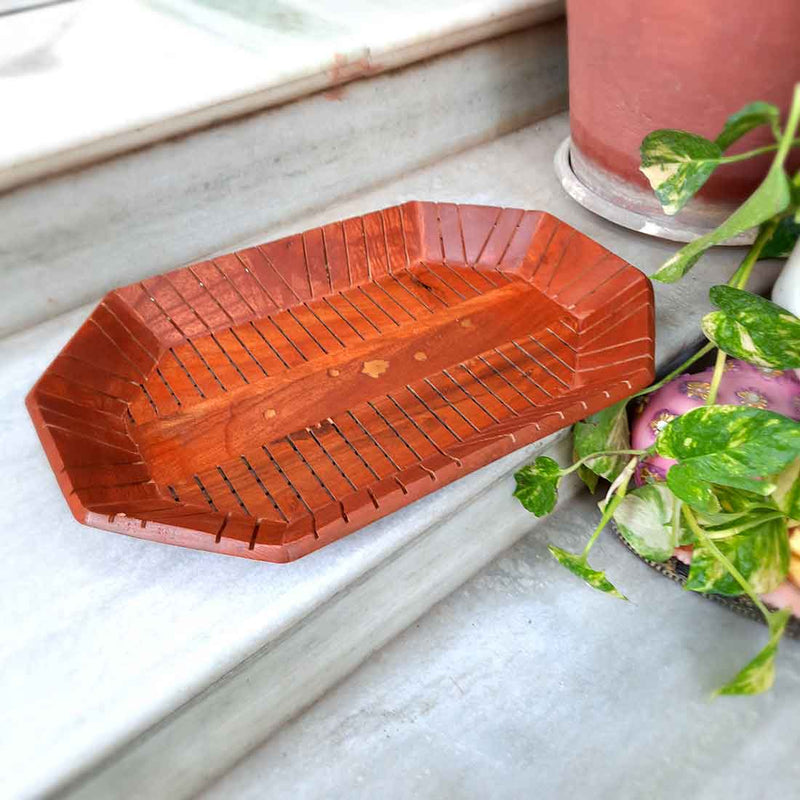 Wooden Serving Tray & Wooden Tea Coaster Set - Combo Set of 2 - ApkaMart