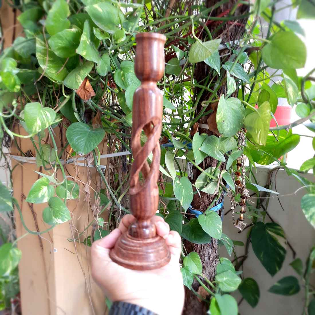 Wooden Tea Light Candle Holder - 10 Inch - Set of 3 - ApkaMart