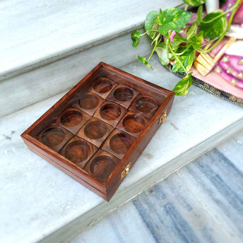 Masala Box - Spice Box with Glass Lid - for Kitchen & Table Top - 10 Inch - ApkaMart