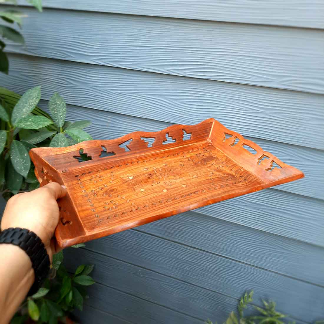 Serving Tray | Wooden Platter - 15 Inch - ApkaMart