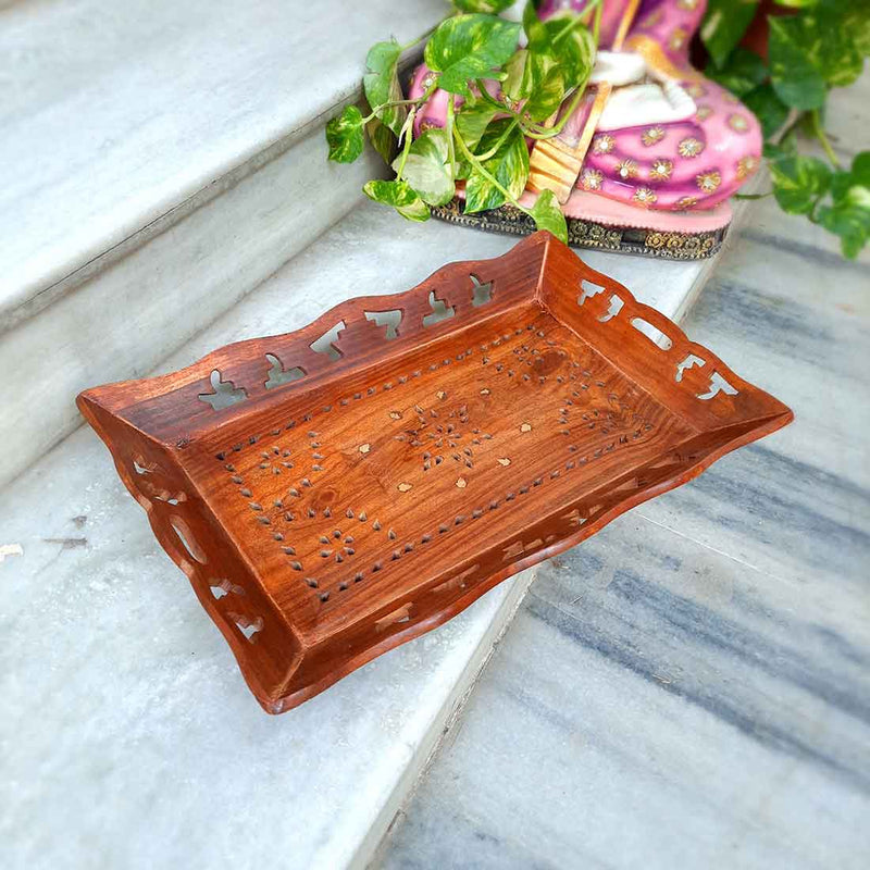 Wooden Serving Tray & Wooden Mini Storage Box  - Combo Set of 2 - ApkaMart