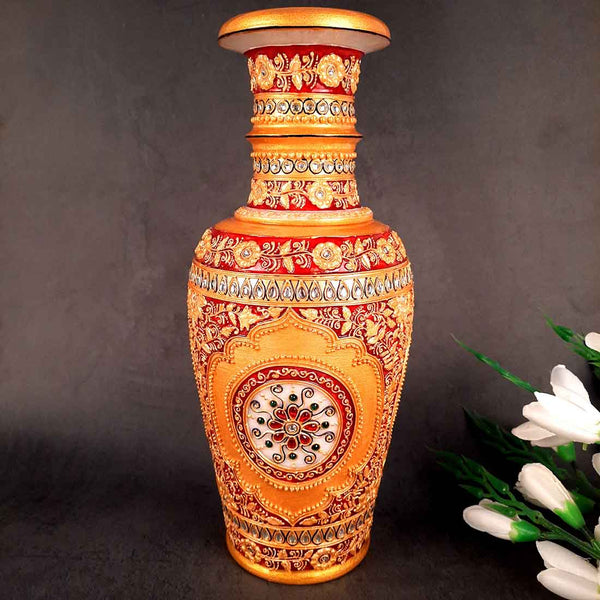 Marble Flower Vase | Decorative Flower Pot - For Living Room & Home Decor - 12 Inch - ApkaMart