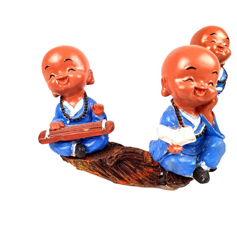 Baby Monk Showpiece | Feng Shui Showpiece - Sitting on a Branch Figurine - 11 Inch - ApkaMart