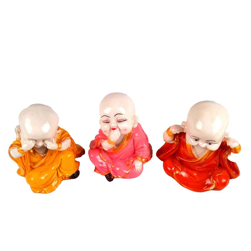 Baby Monk Showpiece - for Home  & Garden Decor - Set of 3 - ApkaMart