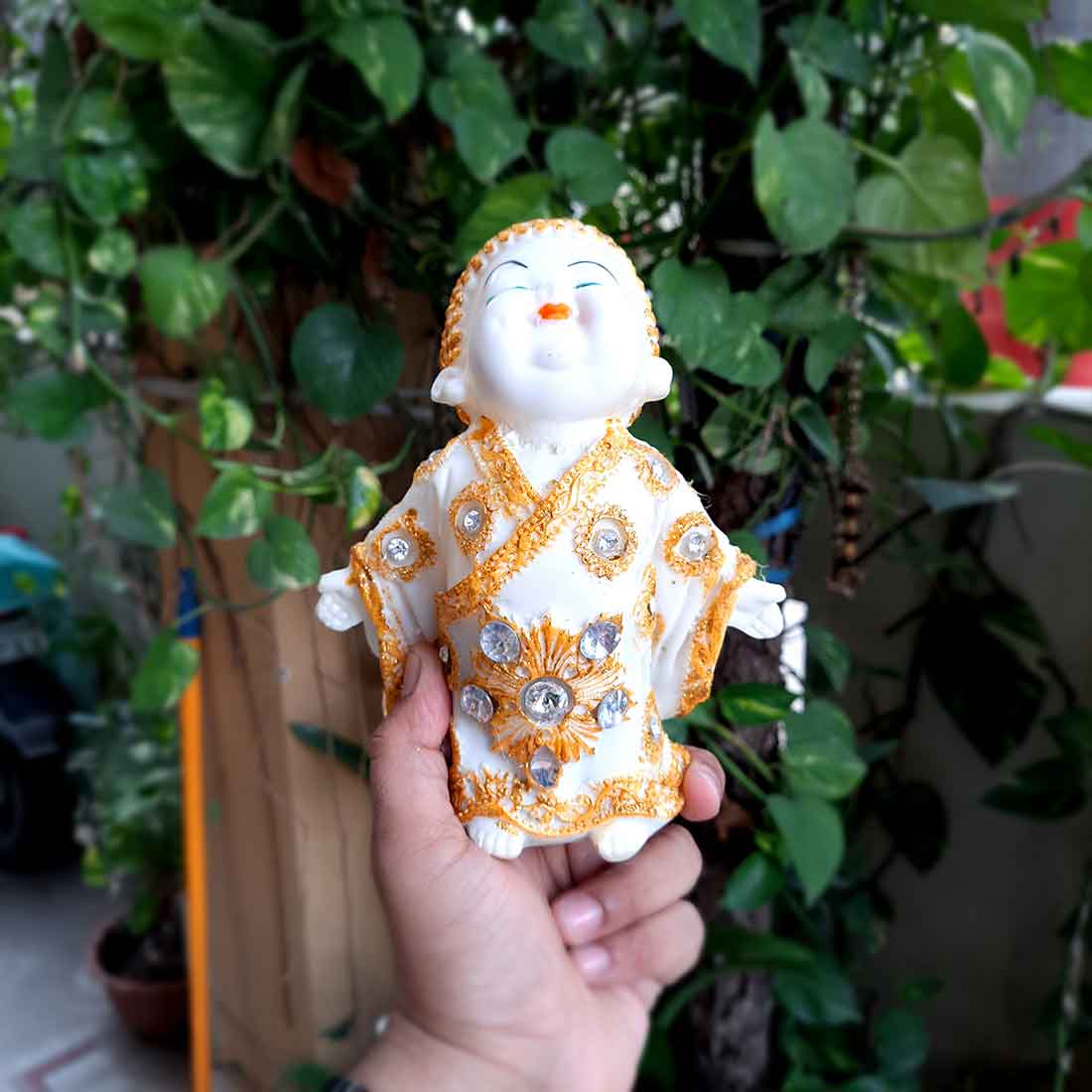 Baby Monk Showpiece  - for Home  & Garden Decor - 7 Inch - Set of 2 - ApkaMart