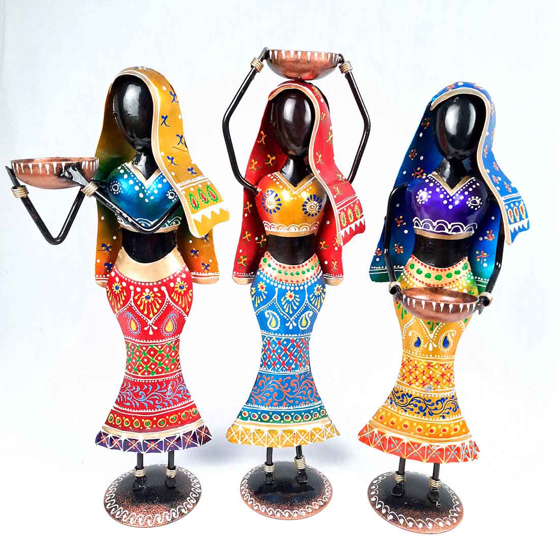 Lady Worker Set - Female Figurines - For Side Table Decoration - 14 Inch - Set of 3 - ApkaMart