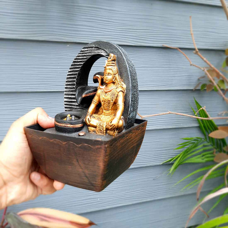 Lord Shiva LED Water Fountain Showpiece - For Table Decor & Living Room - 8 inch - ApkaMart