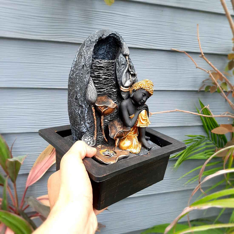 Indoor Water Fountain with Buddha Statue | Table Water Fountain - For Vastu & Home Decor - 11 Inch - ApkaMart