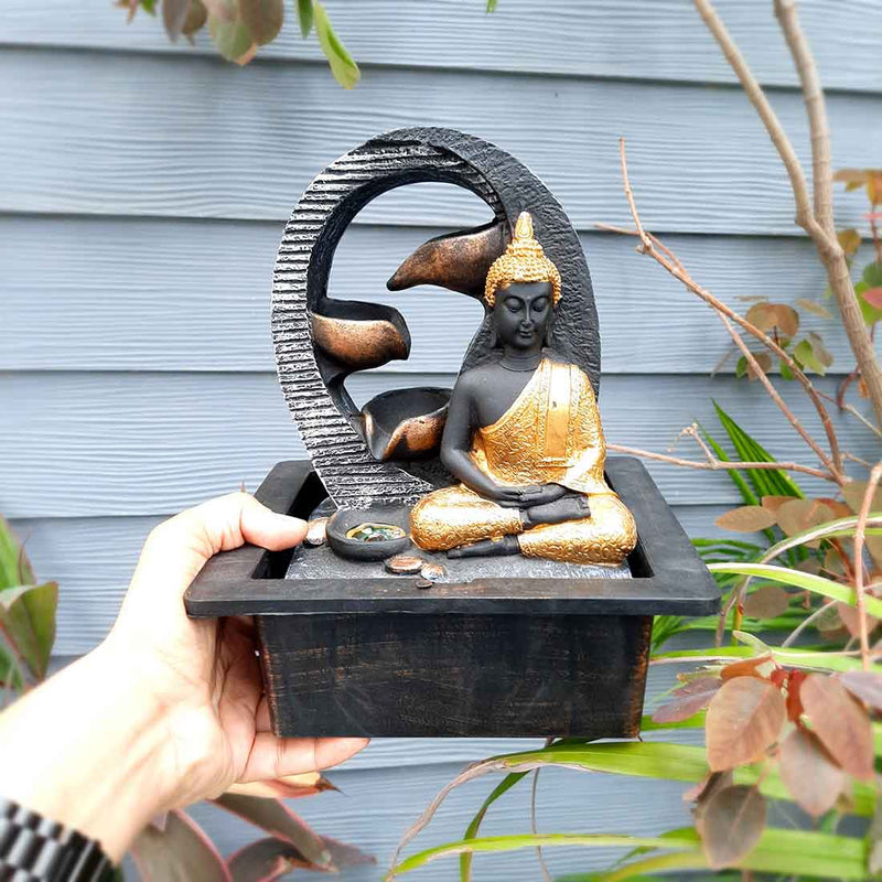 Water Fountains with LED Lights | Buddha Design - For Tabletop, Living Room, Garden & Home Decoration -10 Inch - ApkaMart
