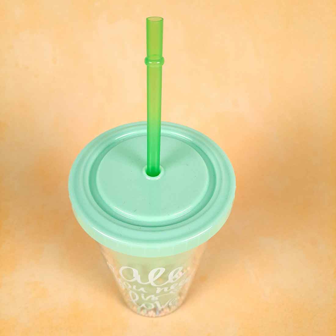 Glass Sipper/Tumbler With Straw and Lid - 6 Inch - ApkaMart