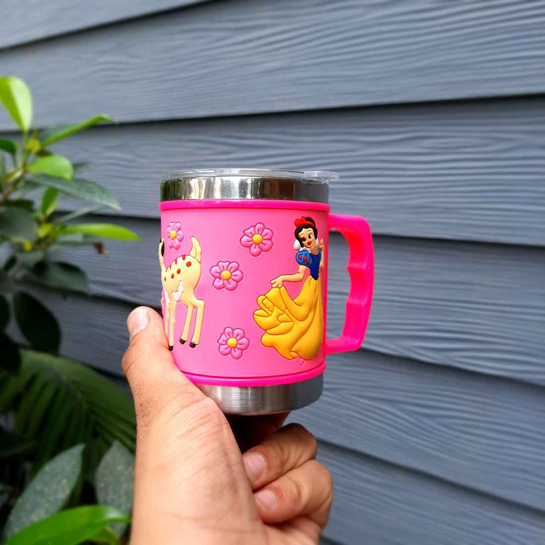 Snow White Design Mug with Lid - For Girls, Kids and Boys - 4 inch - ApkaMart