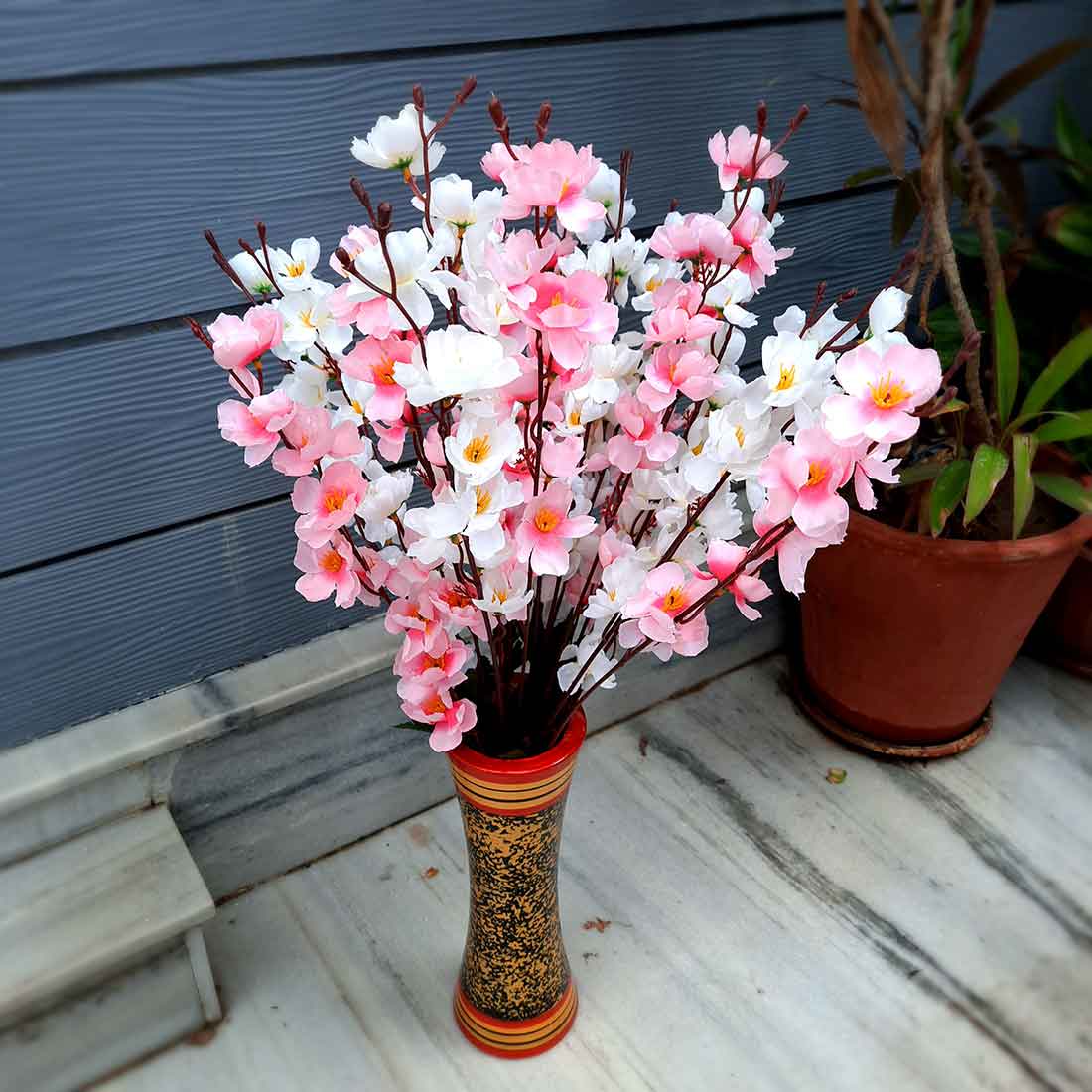Artificial Flowers Bunch- Apkamart #color_Light Pink & White