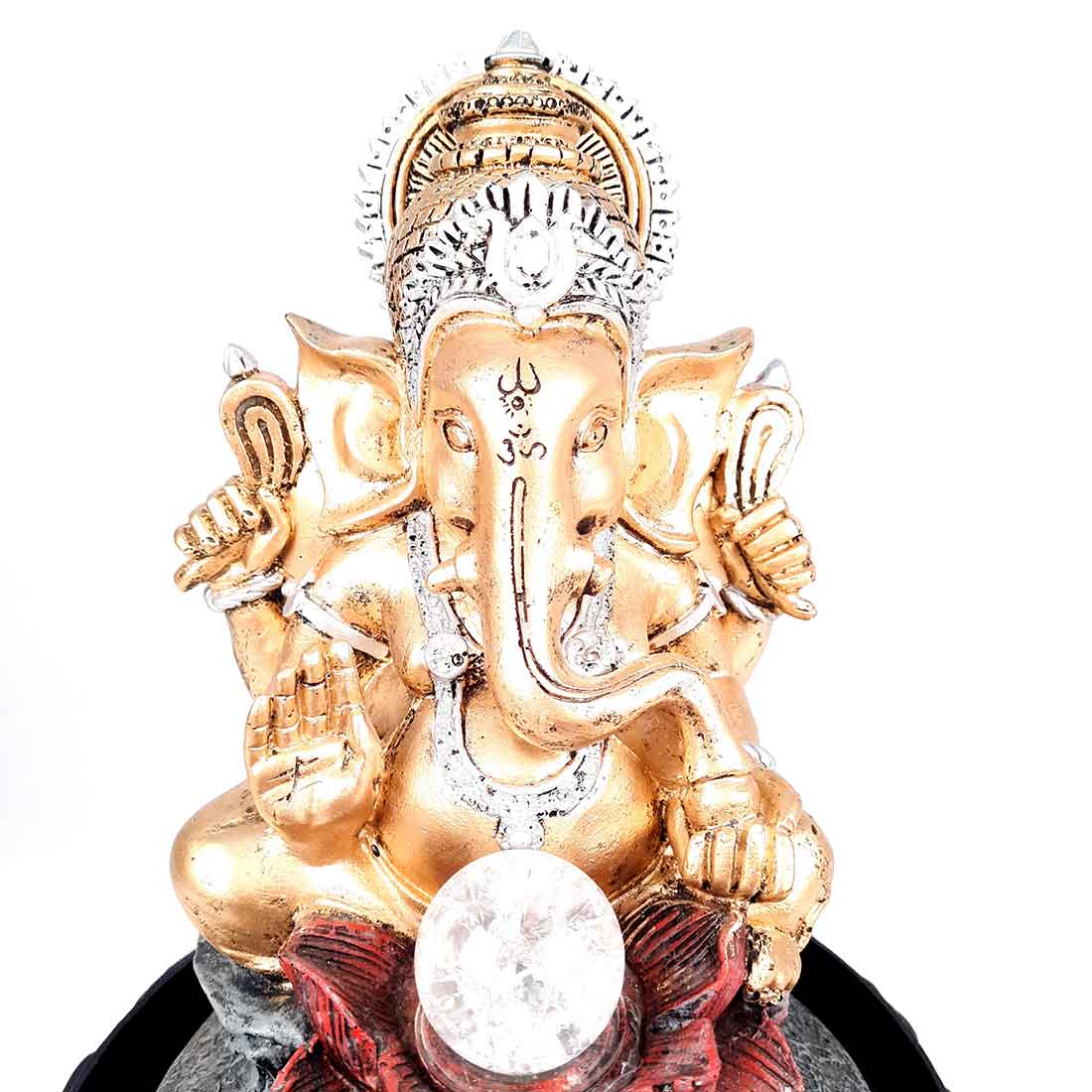 Indoor LED Water Fountain with Ganesha Statue - For Vastu & Home Decor - 16 Inch - ApkaMart