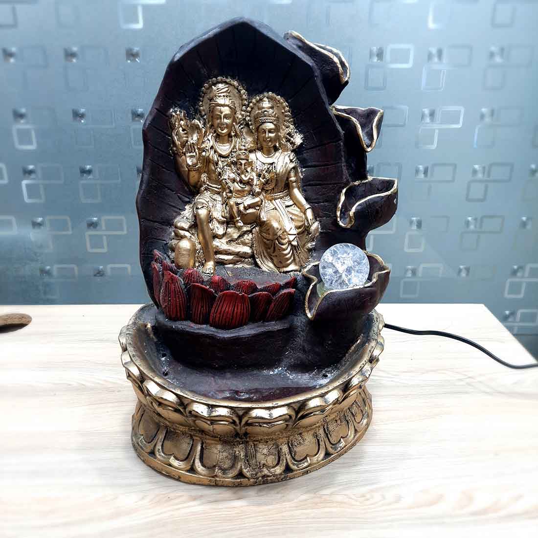 Table Water Fountains with LED Lights | Shiv Parvati  Statue with Water Fountain - For Tabletop, Living Room, Garden & Home Decoration -16 Inch - ApkaMart