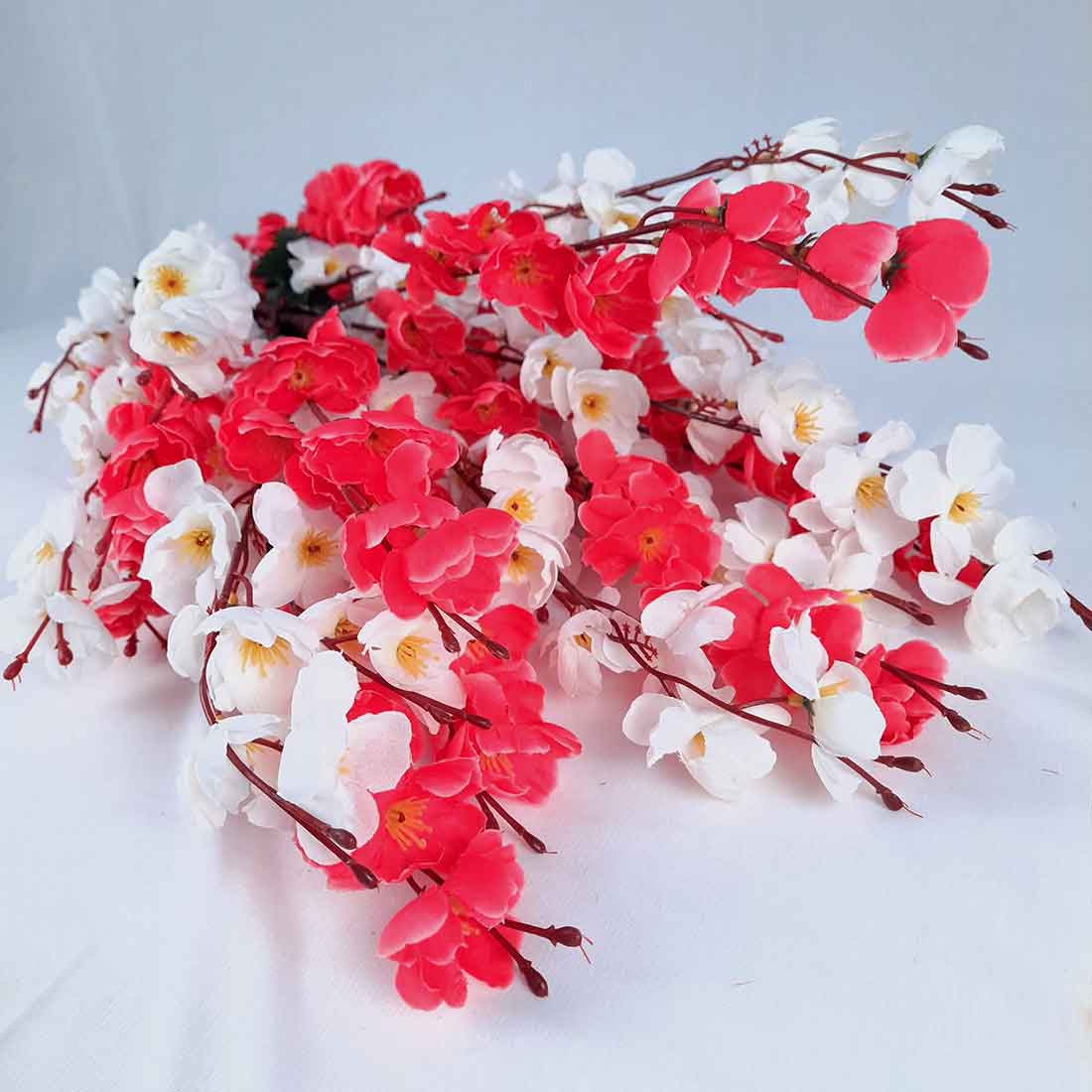 Artificial Flowers Bunch- Apkamart #color_White & Dark Pink
