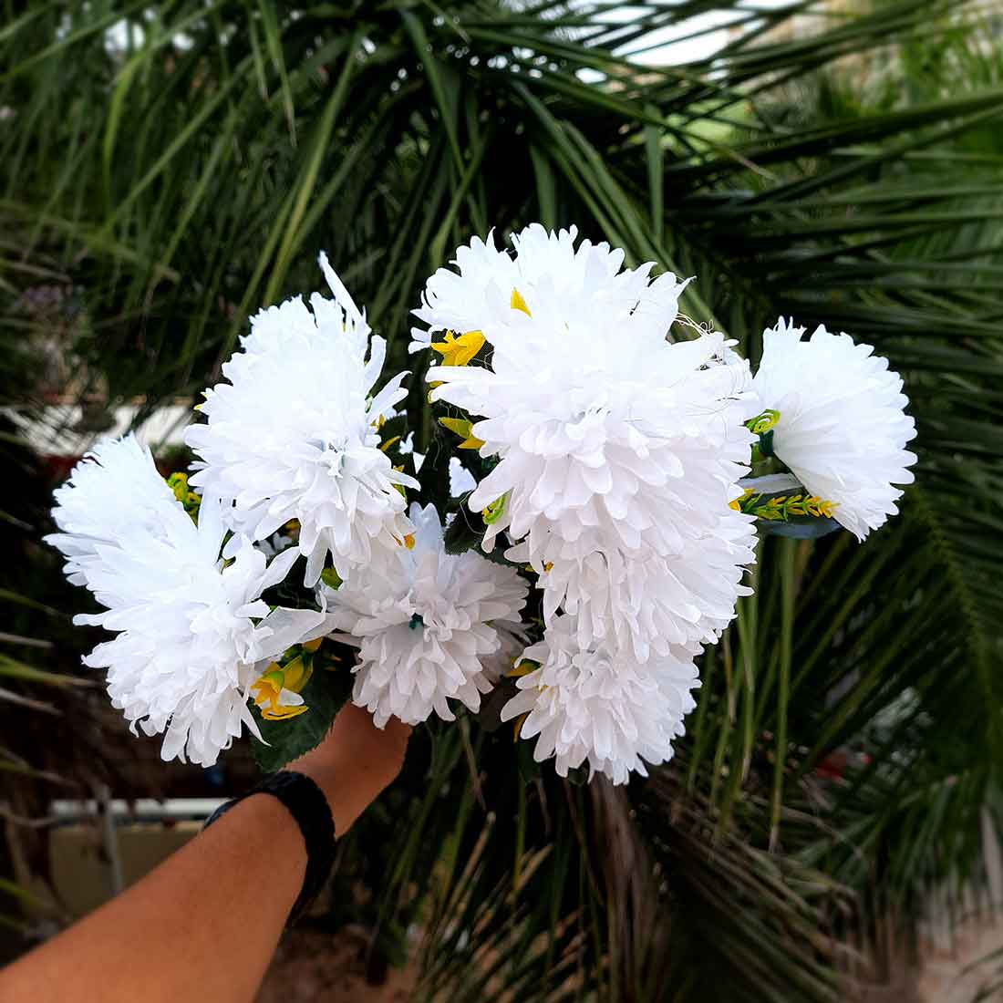 Artificial Flowers Bunch- Apkamart #color_White
