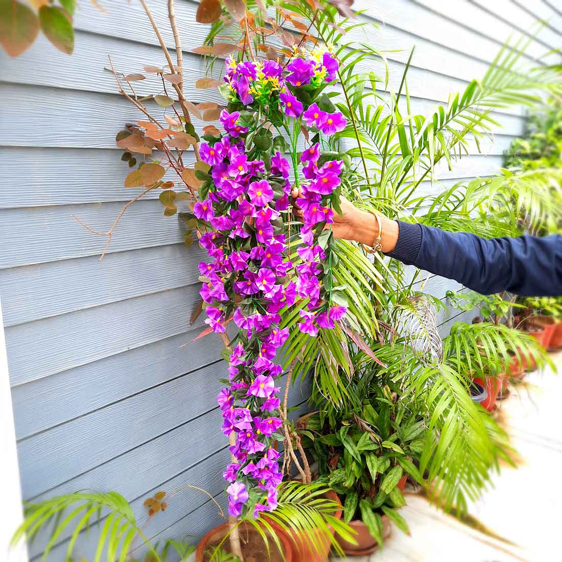 Artificial Wall Hanging Plants- Apkamart #color_Dark Purple