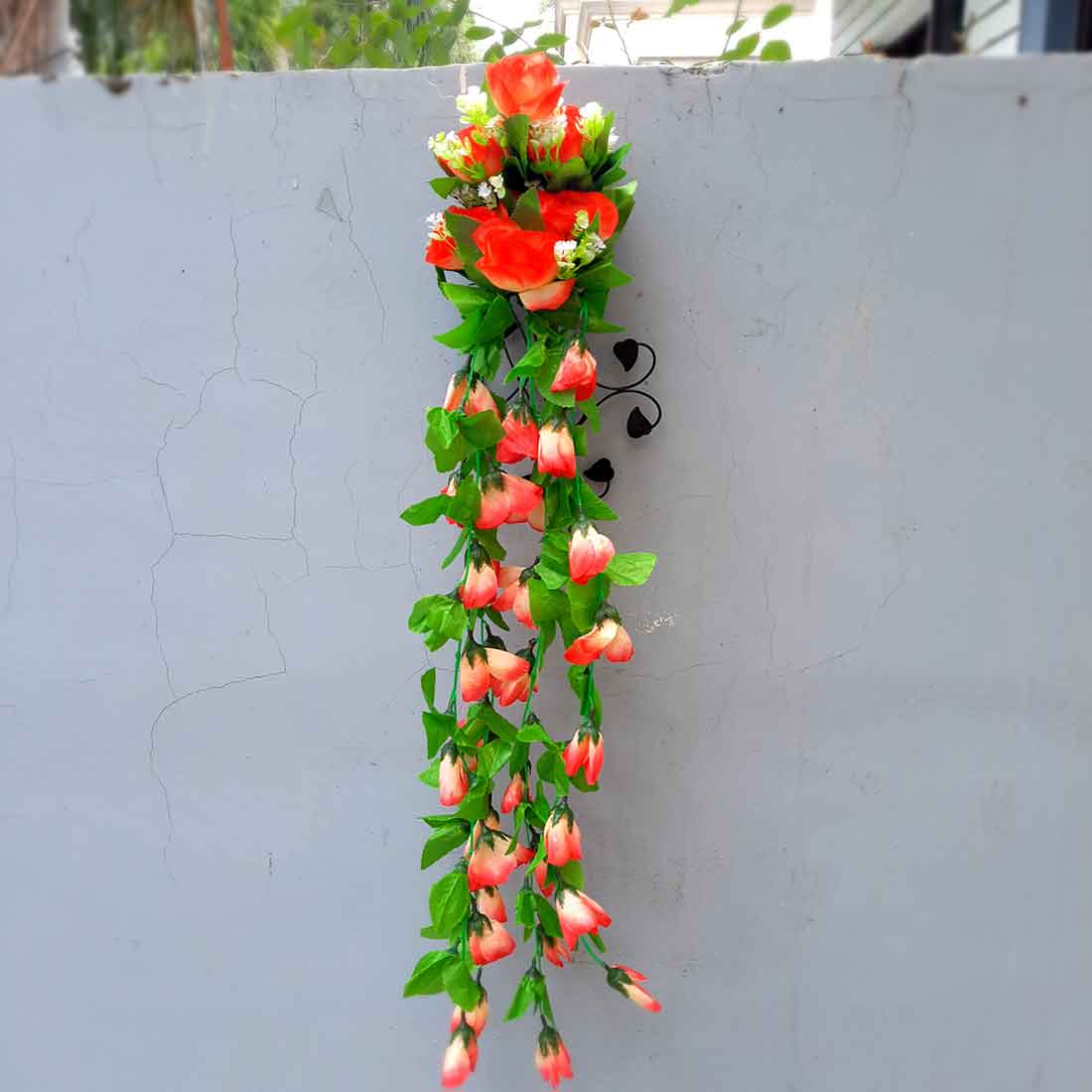 Artificial Wall Hanging Plants- Apkamart #color_Pink & Cream