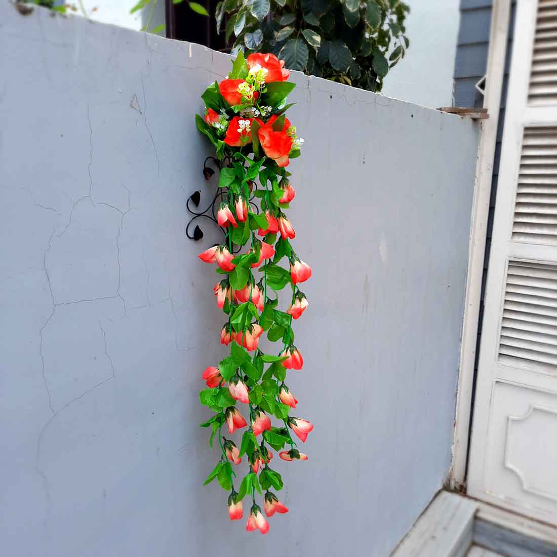 Artificial Wall Hanging Plants- Apkamart #color_Pink & Cream