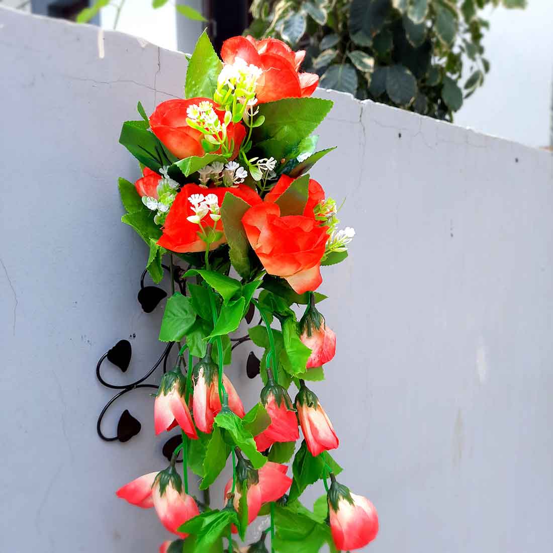 Artificial Wall Hanging Plants- Apkamart #color_Pink & Cream