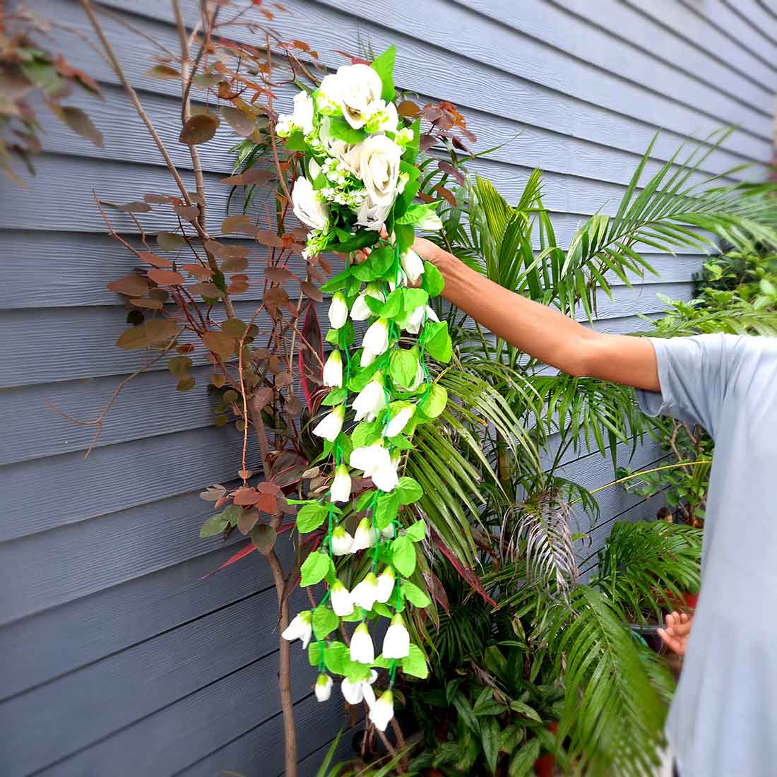 Artificial Wall Hanging Plants- Apkamart #color_White
