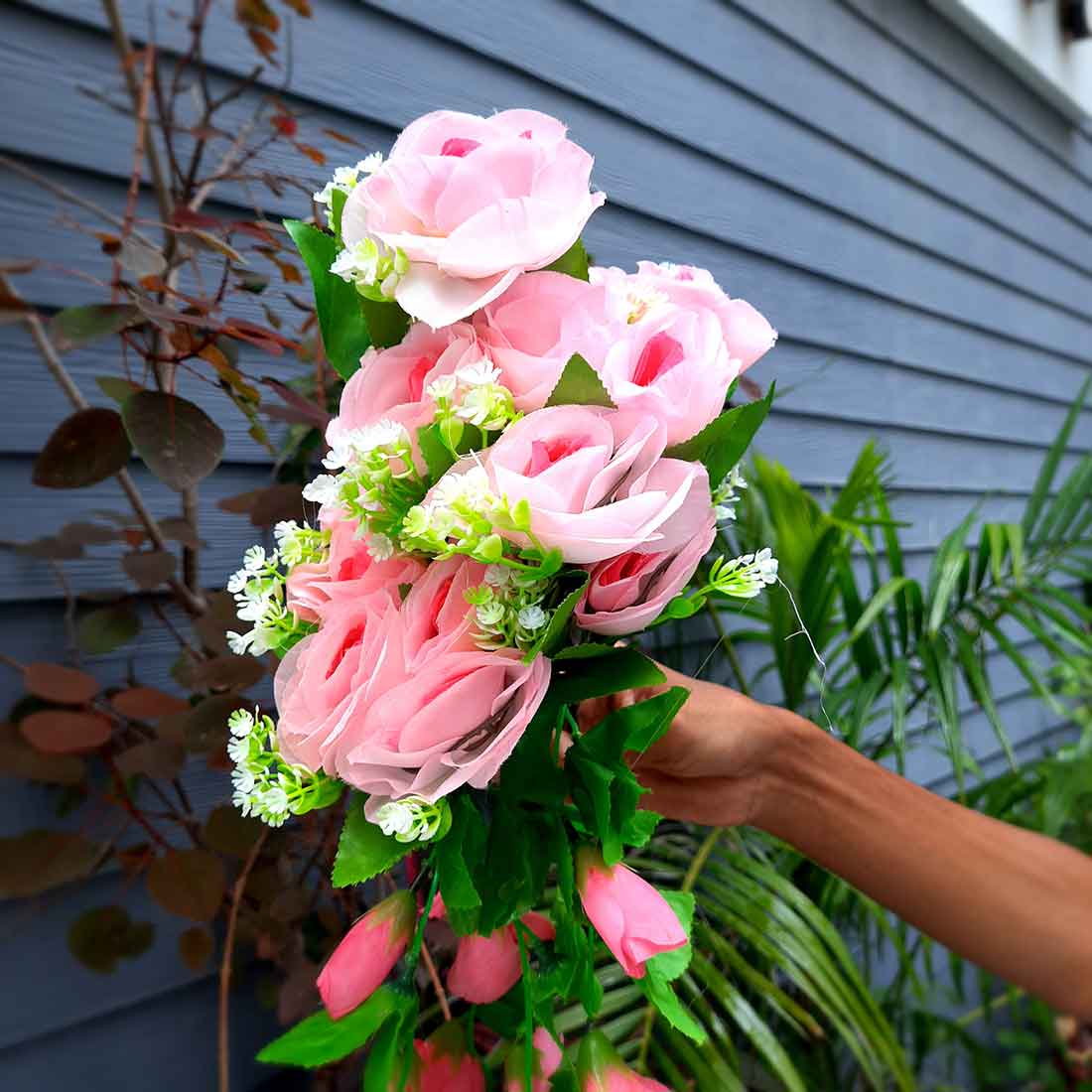 Artificial Wall Hanging Plants- Apkamart #color_Pink