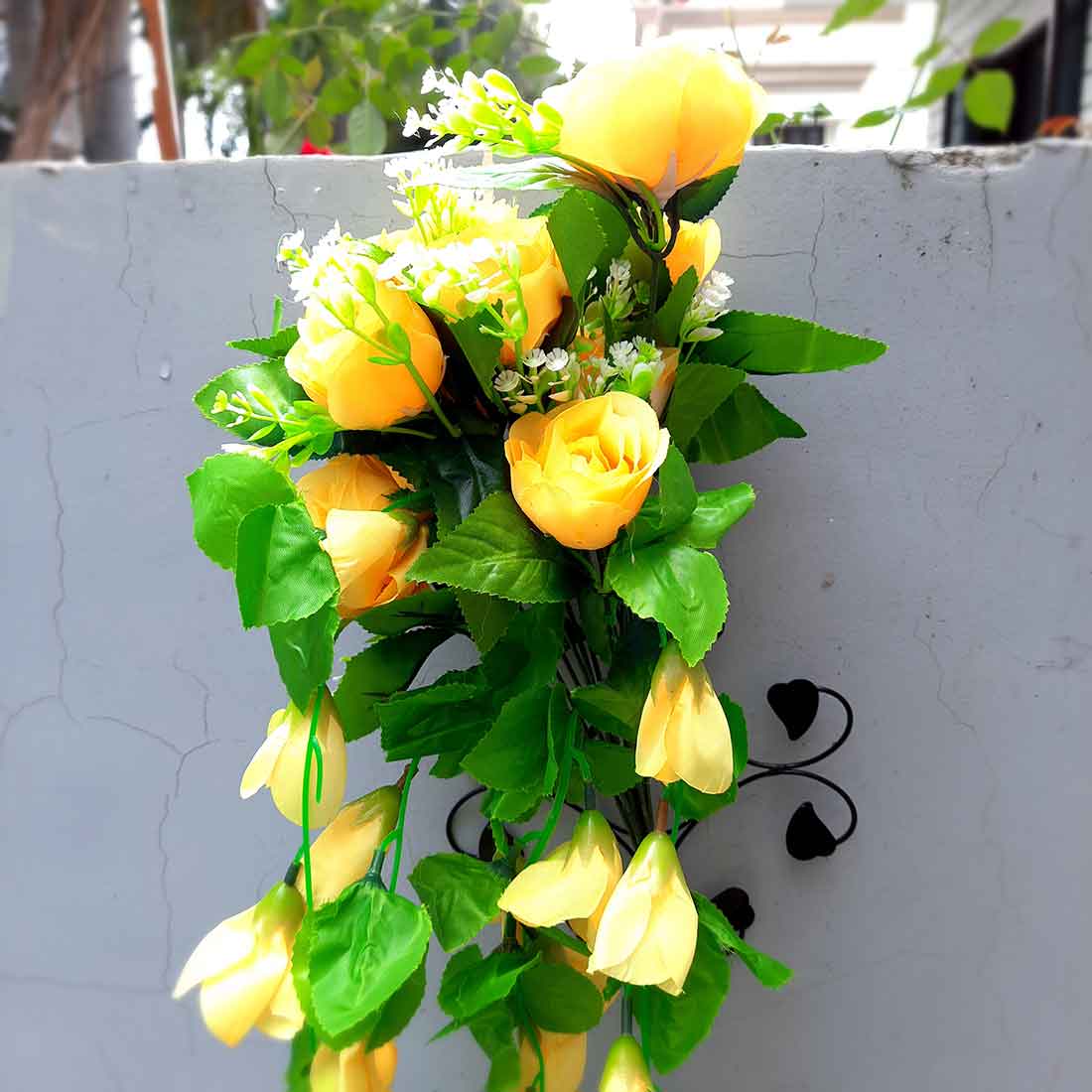 Artificial Wall Hanging Plants- Apkamart #color_Yellow