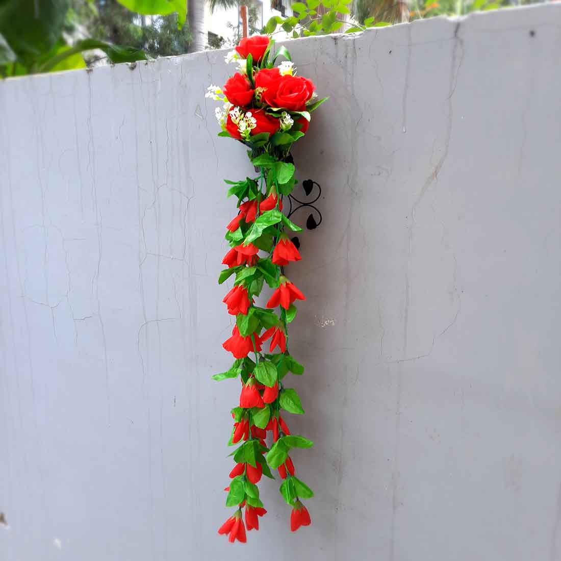 Artificial Wall Hanging Plants- Apkamart #color_Red