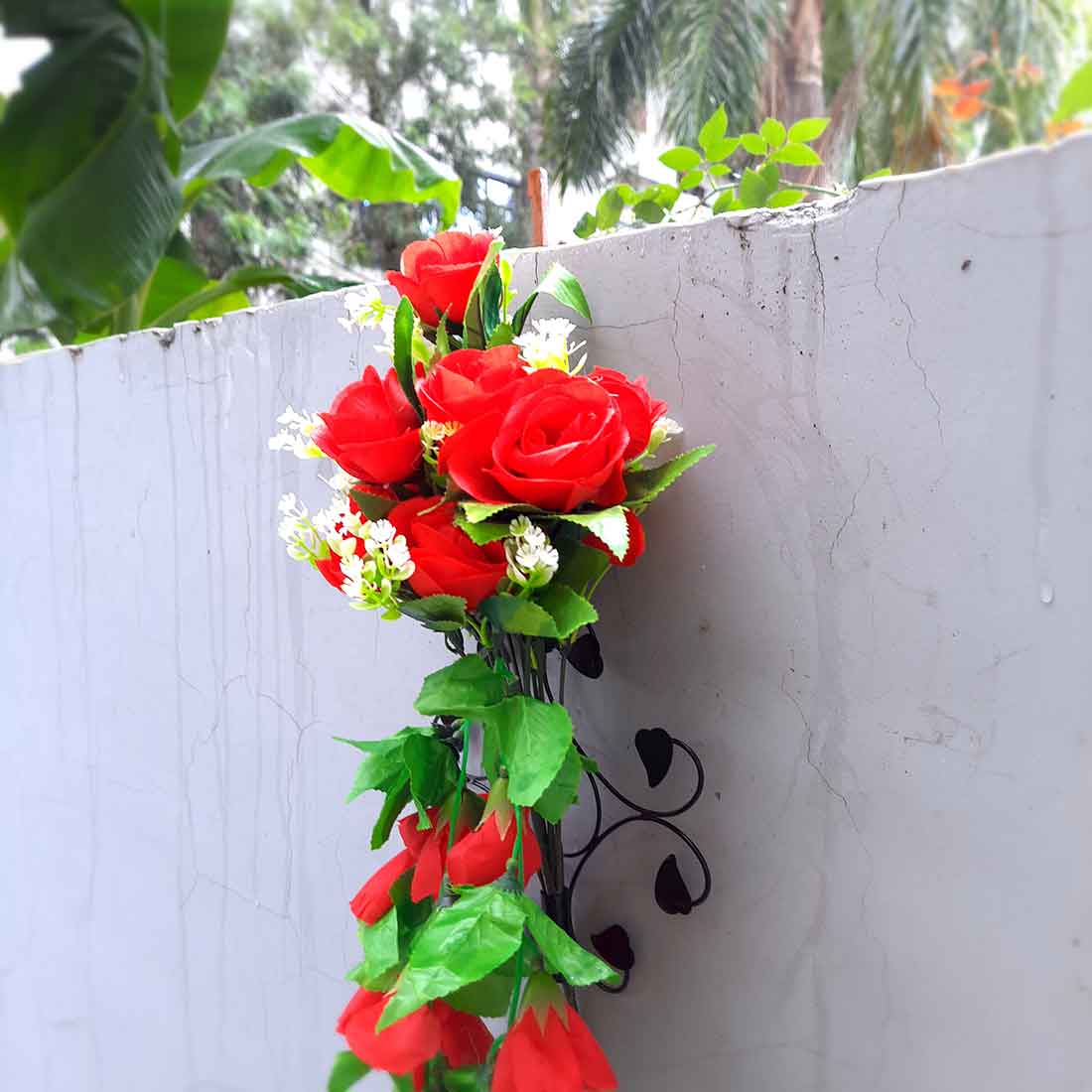 Artificial Wall Hanging Plants- Apkamart #color_Red