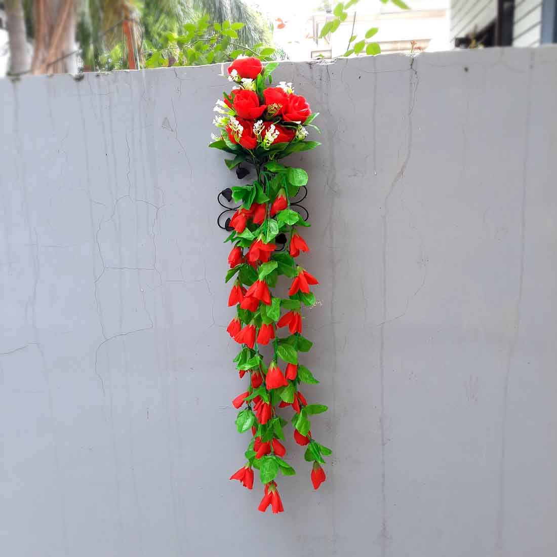 Artificial Wall Hanging Plants- Apkamart #color_Red