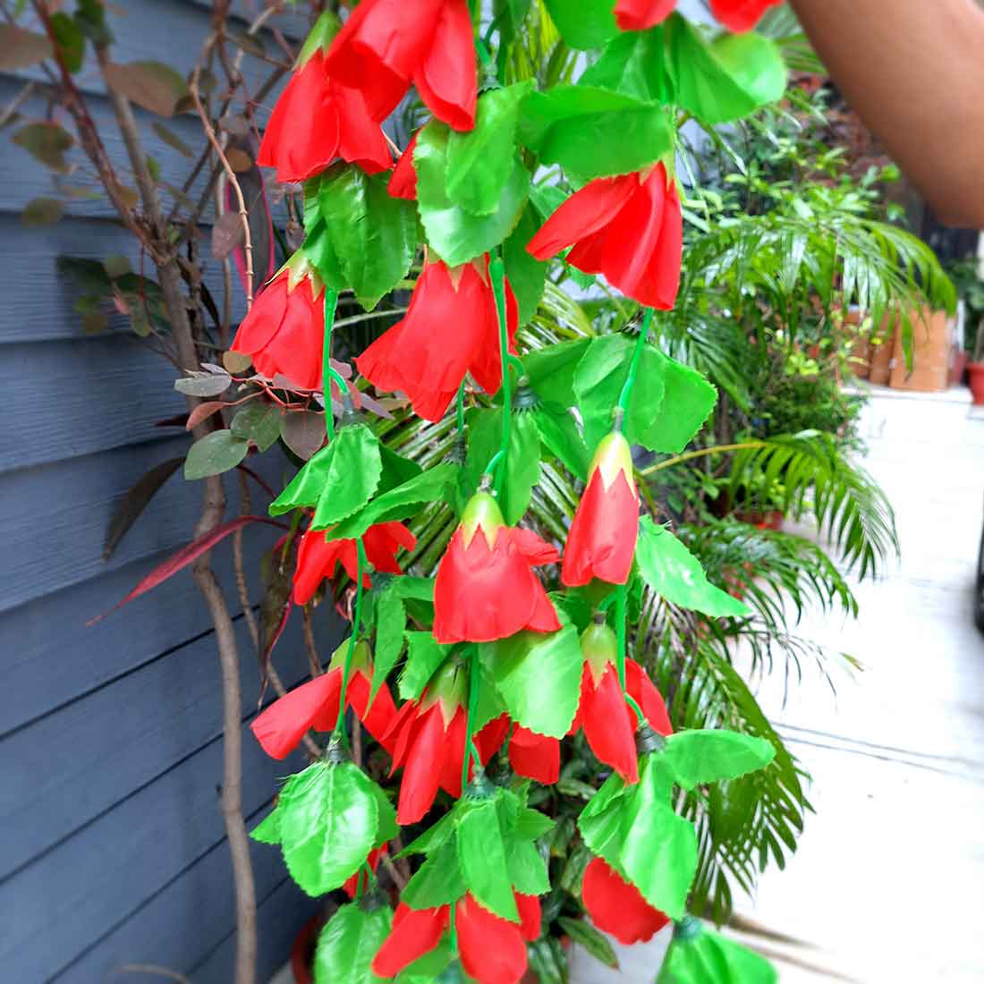 Artificial Wall Hanging Plants- Apkamart #color_Red