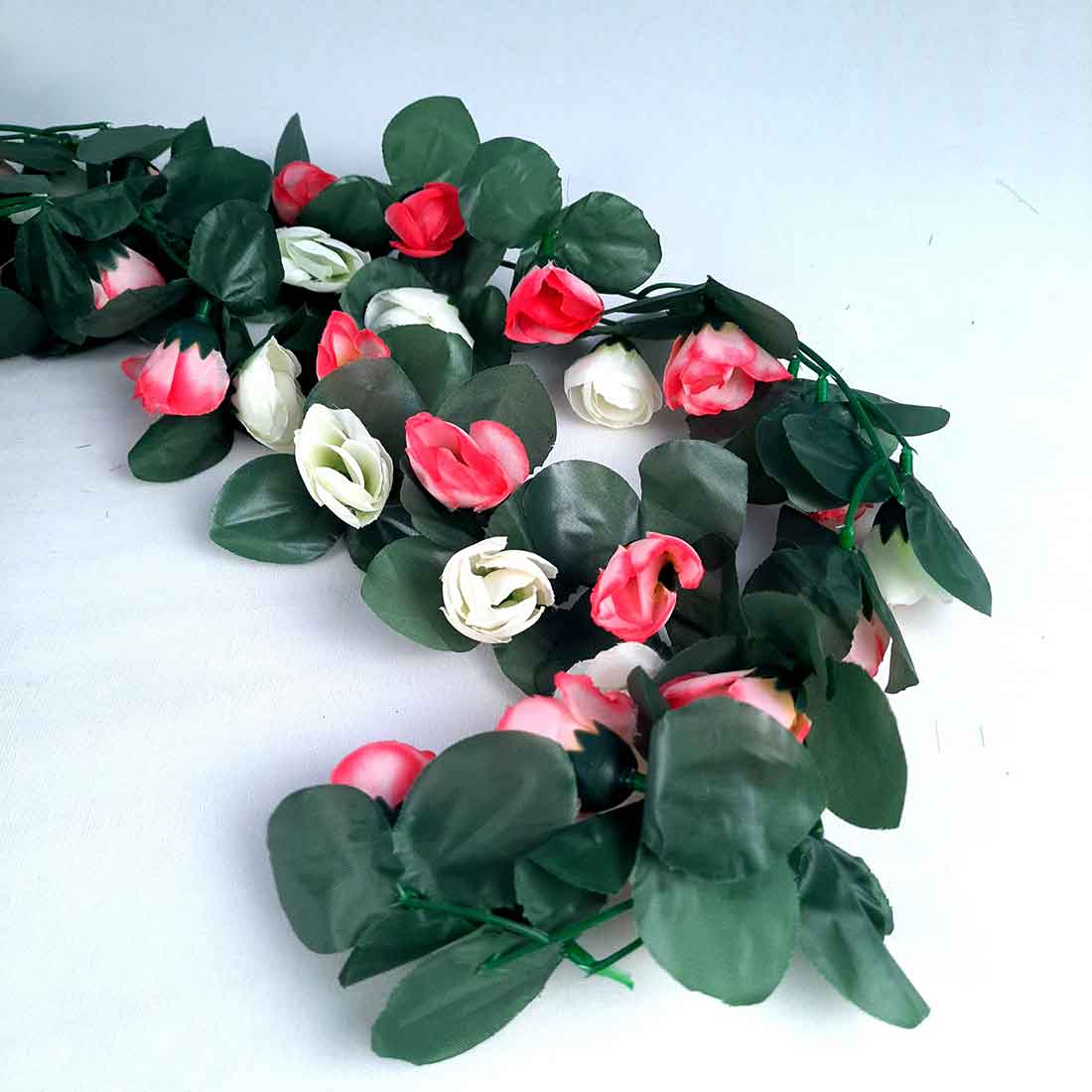 Artificial Wall Hanging Plants- Apkamart #color_White & Pink