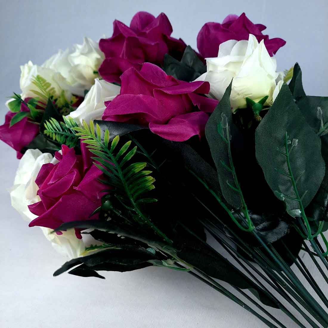Artificial Flowers Bunch- Apkamart #color_White & Purple