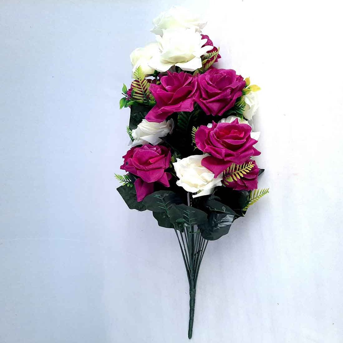 Artificial Flowers Bunch- Apkamart #color_White & Purple