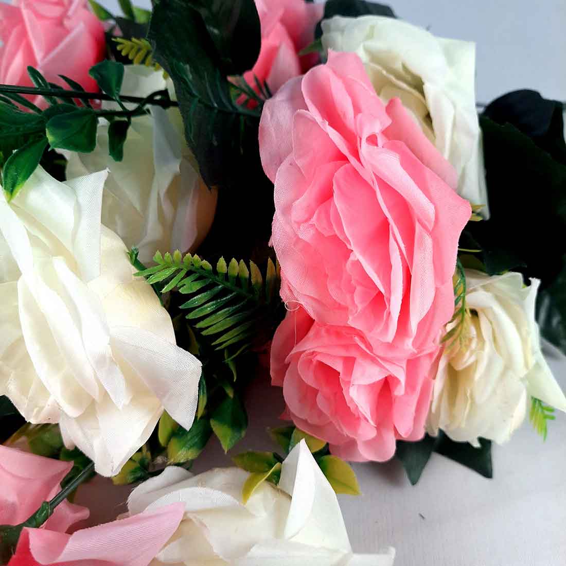 Artificial Flowers Bunch- Apkamart #color_White & Pink